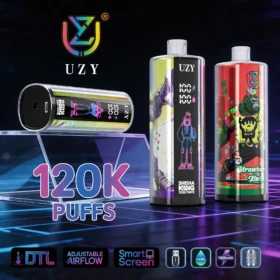 UZY SHISHA HOOKAH KING 120000 Puffs | 64ml E-Liquid LED Smart Display 0%/2%/3%/5% Nicotine Crystal Disposable Vape