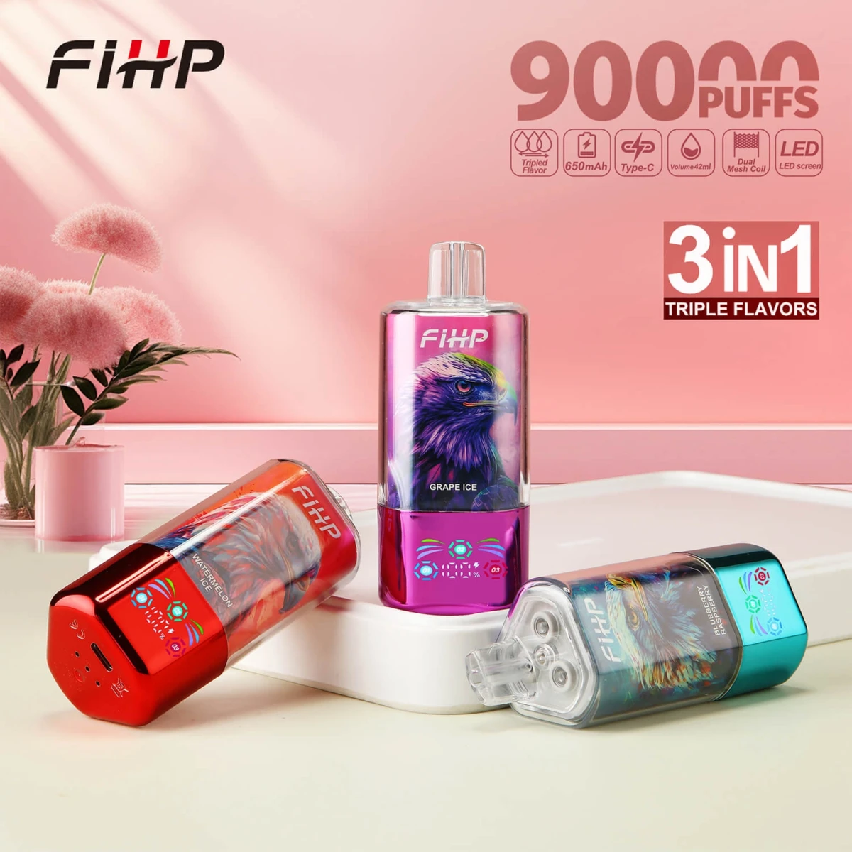 FIHP 3in1 90K Puffs Disposable Vape Wholesale 90000 Puffs