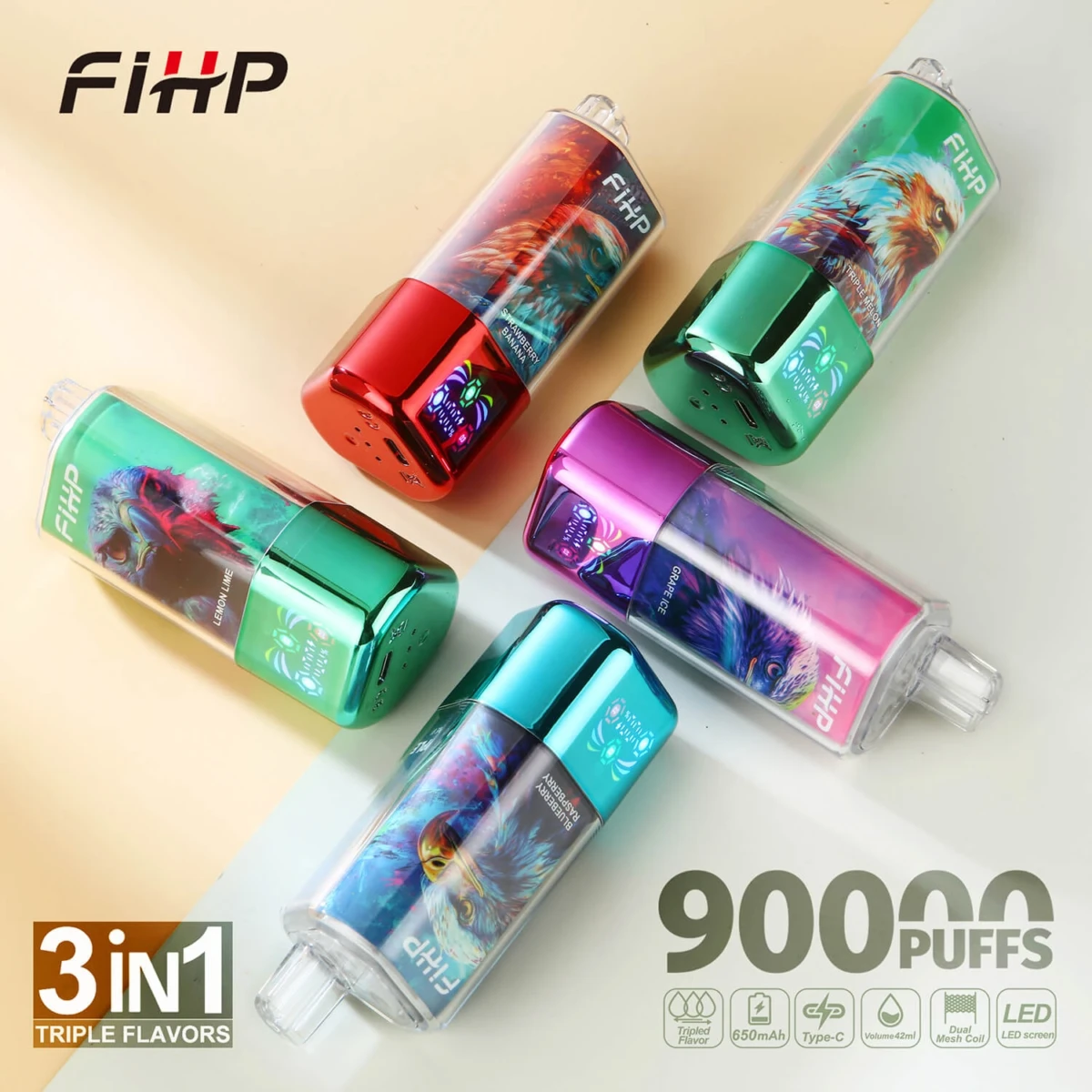 Alternative view of FIHP 3in1 90K Puffs Disposable Vape Wholesale 90000 Puffs