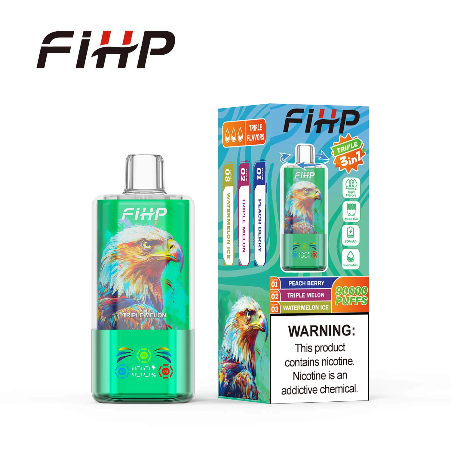 FIHP 3in1 90K Puffs Disposable Vape Wholesale 90000 Puffs - Image 8