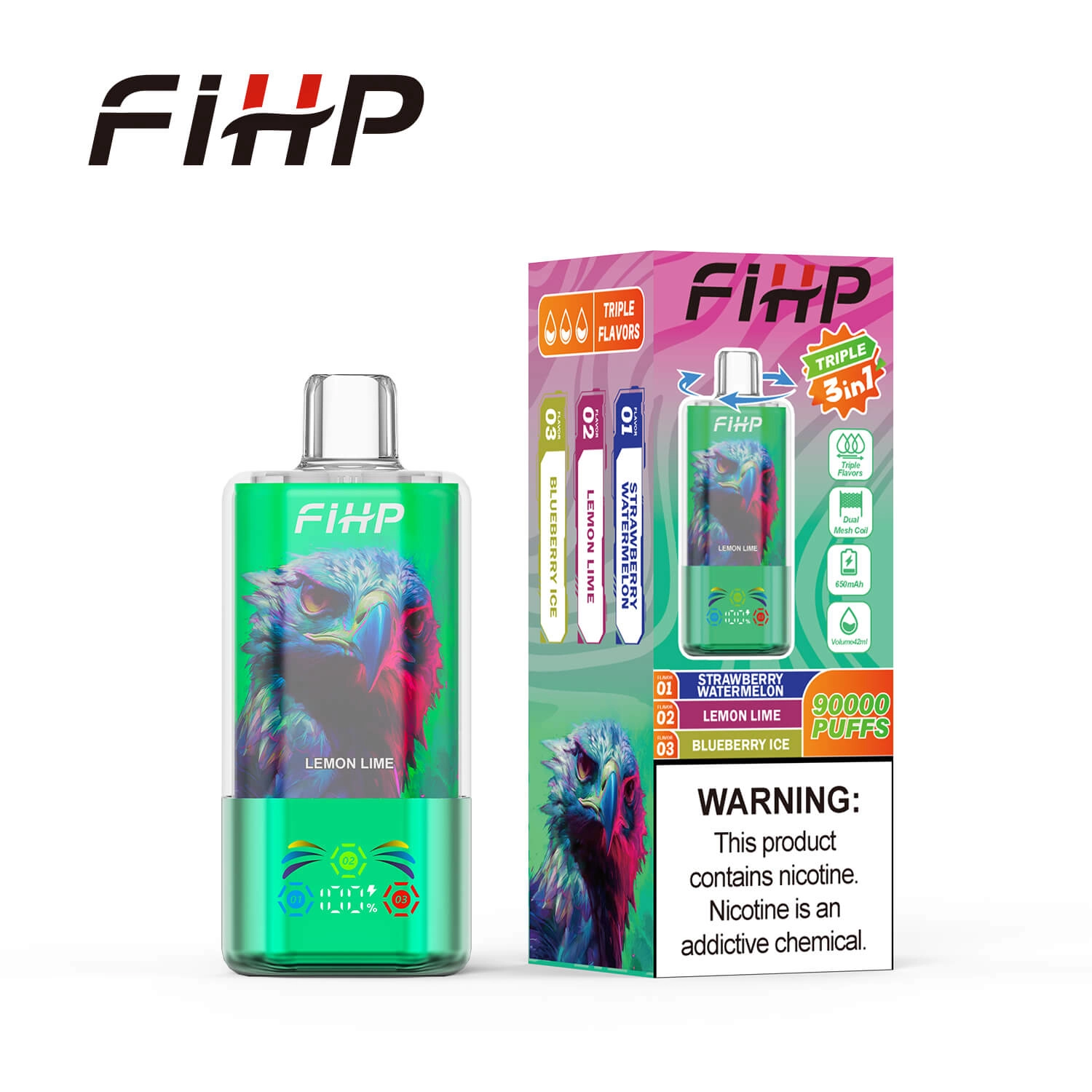FIHP 3in1 90K Puffs Disposable Vape Wholesale 90000 Puffs - Image 7