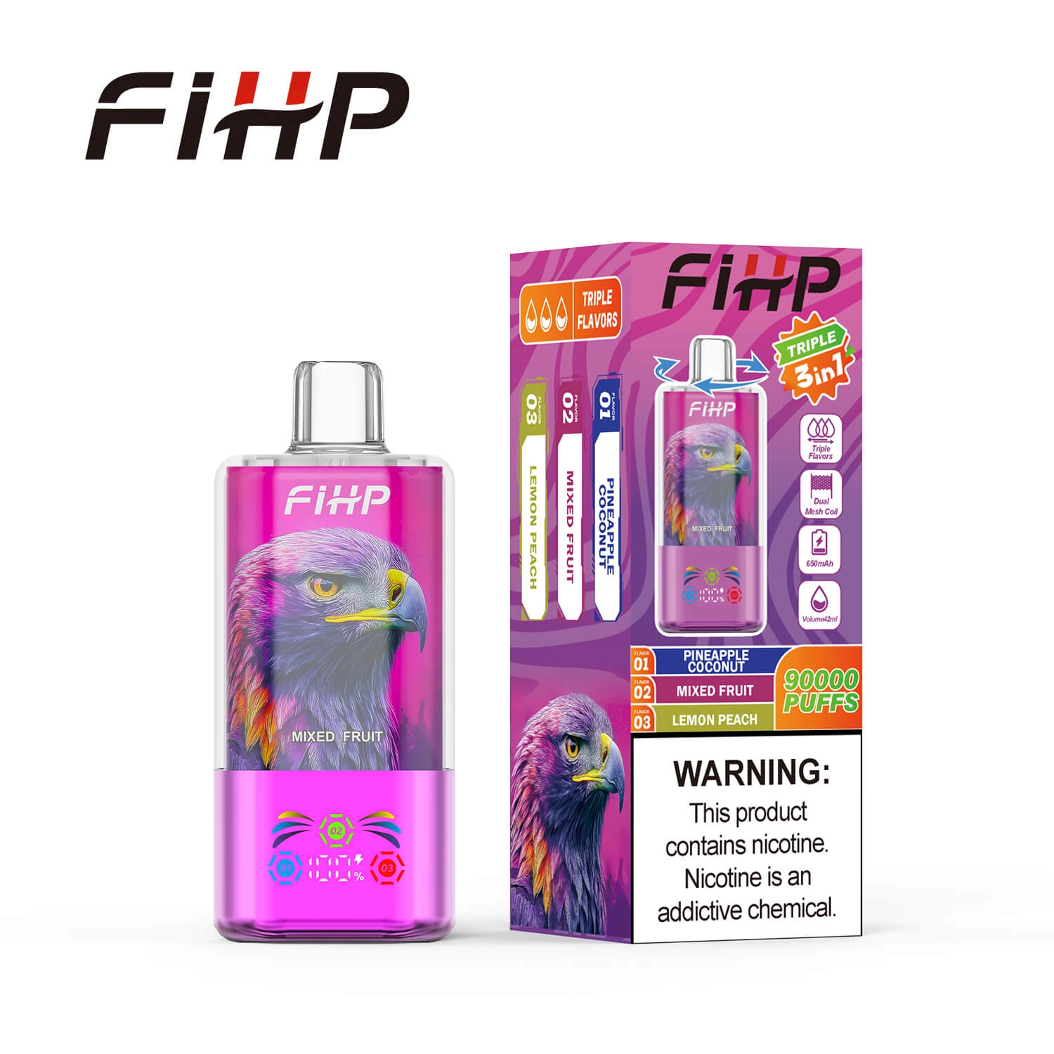 FIHP 3in1 90K Puffs Disposable Vape Wholesale 90000 Puffs - Image 4