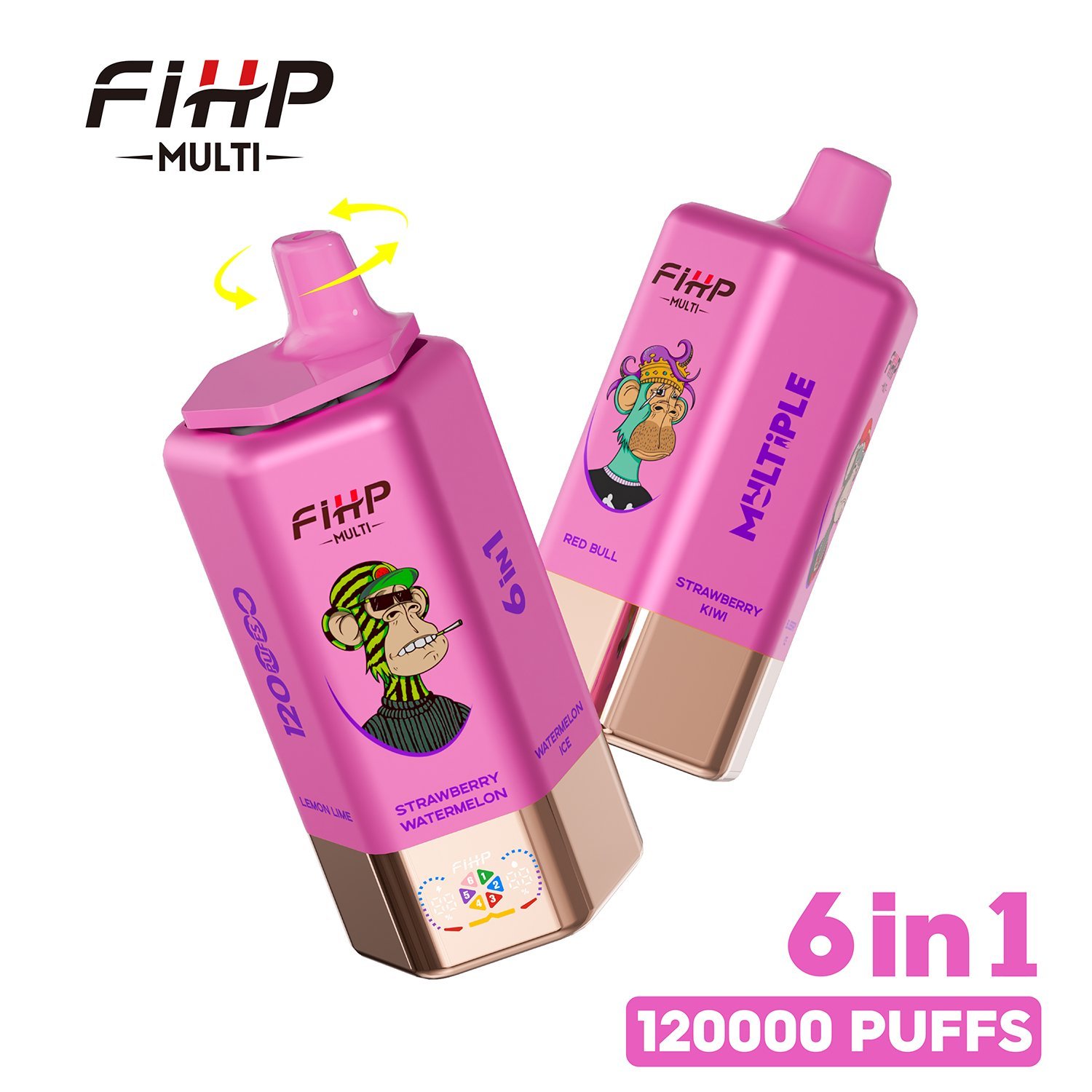 FIHP 120K 6-in-1 120000 Puffs | led screen multi-flavor 64ml high puff count bulk disposable vape - Image 3