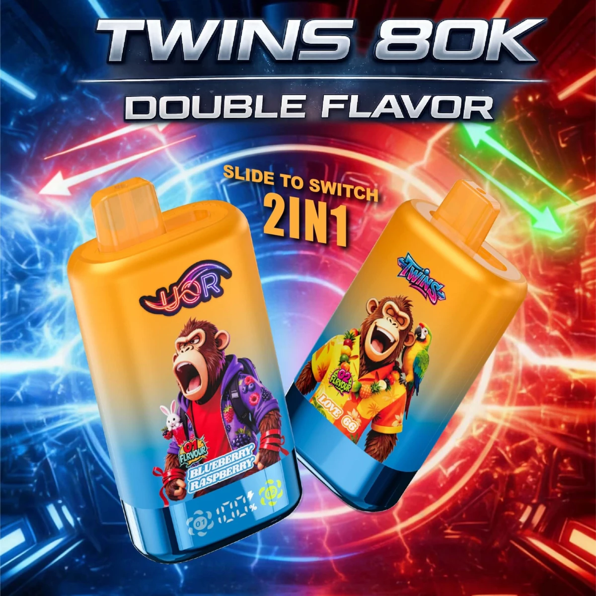 UOR Twins 80K Love 66 2-in-1 Disposable Vape