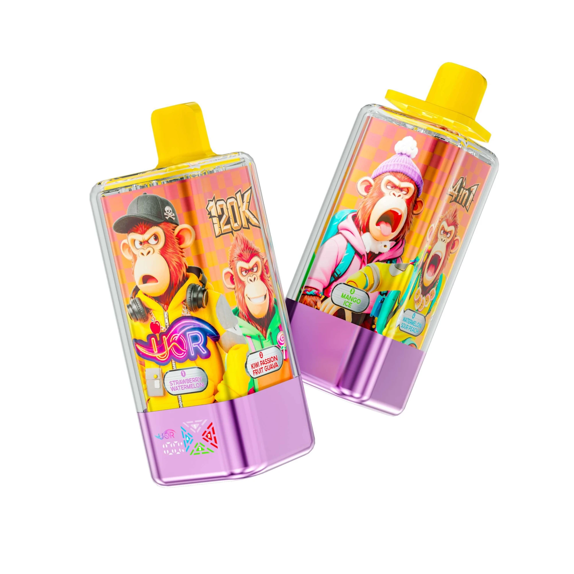 UOR 4 in 1 120K Disposable Vape Strawberry Watermelon Kiwi Passion Fruit Guava Mango Ice 4 Flavors