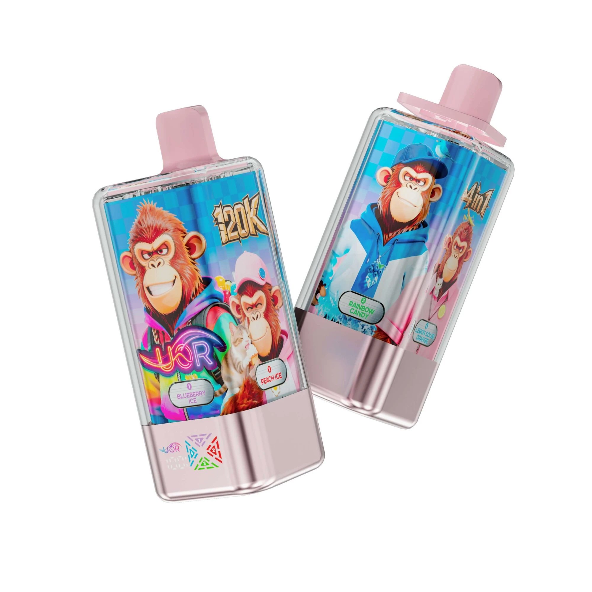 UOR 4 in 1 120K Disposable Vape Blueberry Ice Peach Ice Rainbow Candy Lemon Citrus Orange 4 Flavors