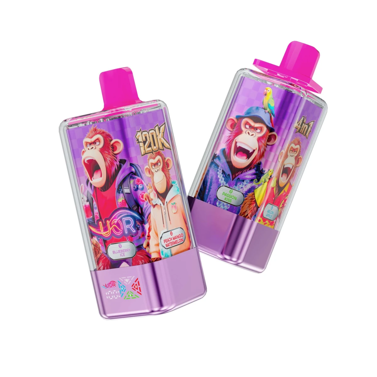UOR 4 in 1 120K Disposable Vape Blueberry Ice Peach Ice Rainbow Candy Lemon Citrus Orange 4 Flavors