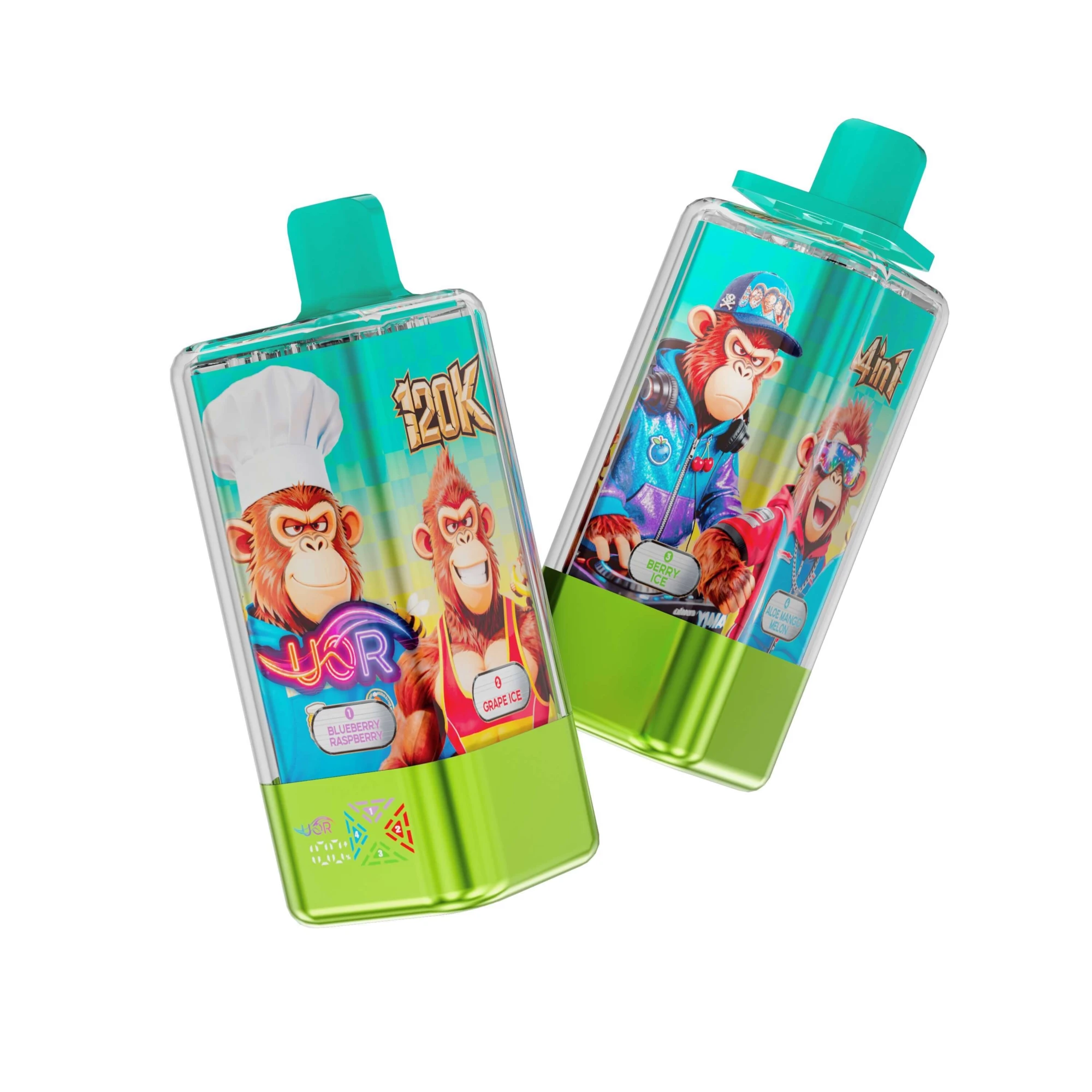 UOR 4 in 1 120K Disposable Vape Blueberry Raspberry Grape Ice Berry Ice Ice Lemon Melon 4 Flavors