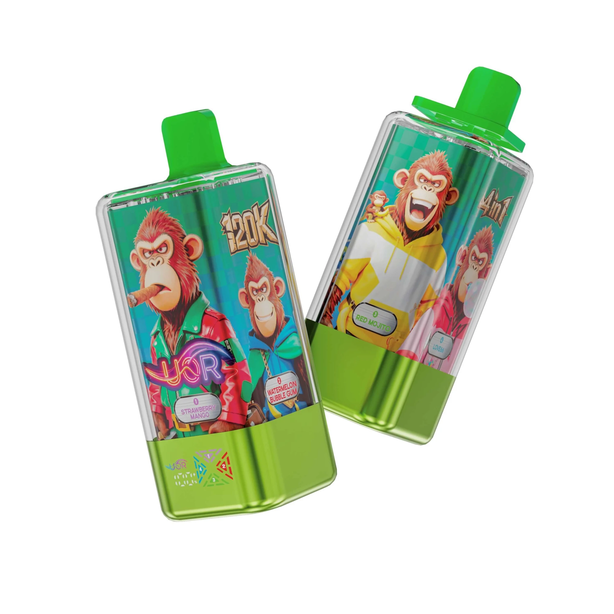 UOR 4 in 1 120K Disposable Vape Strawberry Mango Watermelon Bubble Gum Red Mojito 4 Flavors