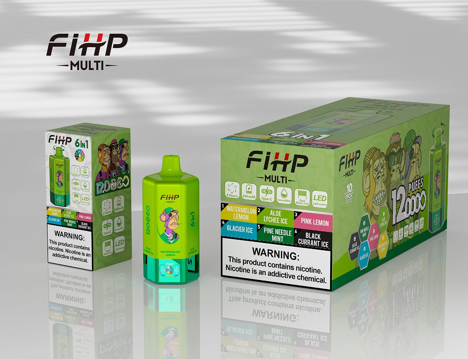 FIHP 120K 6-in-1 120000 Puffs | led screen multi-flavor 64ml high puff count bulk disposable vape - Image 2